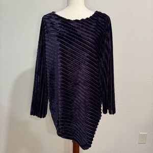 Vince Camuto Dark Purple Plush Ribbed Asymmetrical Top Size L